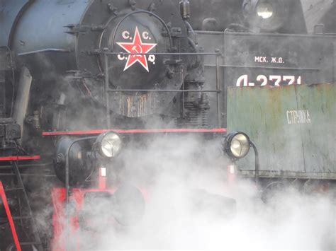 Russian Transportation Steam Locomotives Shunting In Depot Podmoskovnaya