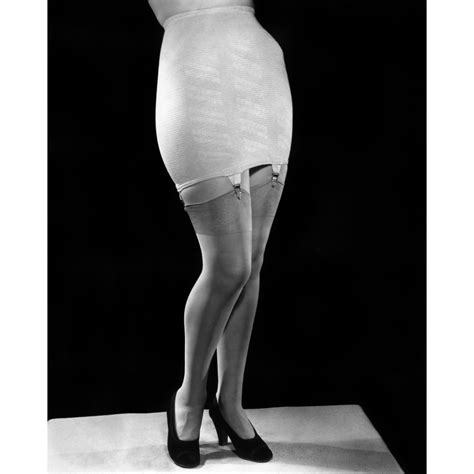 1940s Fashion Woman From Waist Down Wearing Girdle With Garters Clips