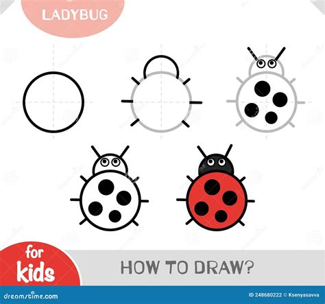 How To Draw Ladybug For Children Step By Step Drawing Tutorial Stock