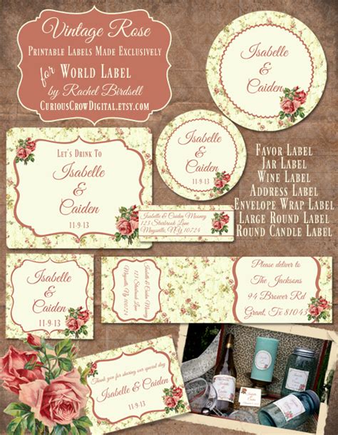 Here are 6 free label templates to help you create your own label design in as less as possible time. Free Vintage Rose Label Printables by Rachel Birdsell ...
