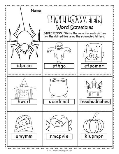 Free Printable Halloween Word Scramble Halloween Worksheets