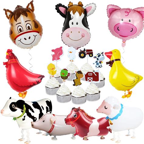 Buy Joymemo Farm Animal Party Decorations Barnyard Jumbo Foil Balloons