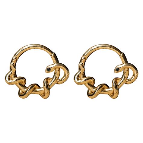 pair gold septum jewellery 14k gold nose ring daith piercing black diamond ring for sale at