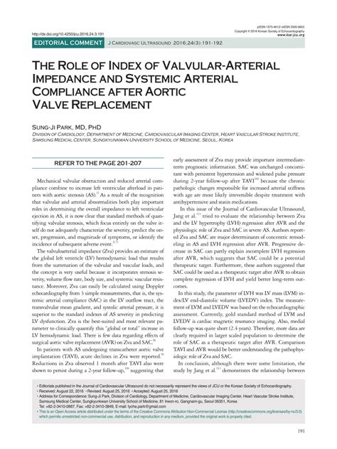 Pdf The Role Of Index Of Valvular Arterial Impedance And Systemic