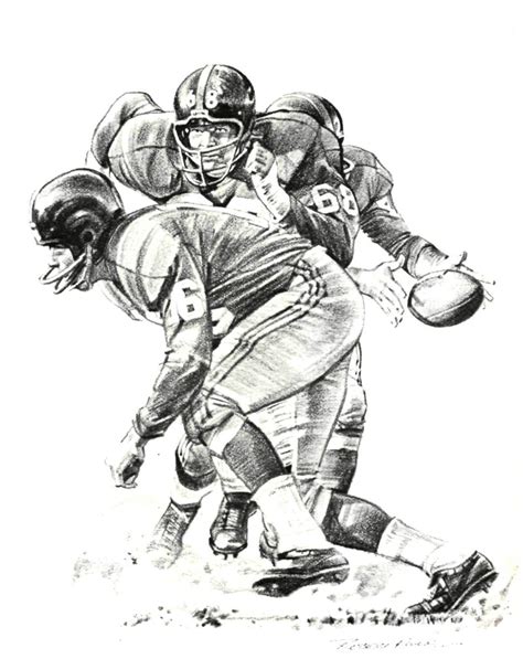 Robert Riger Drawing For Sports Illustrated 1961 Football Art School