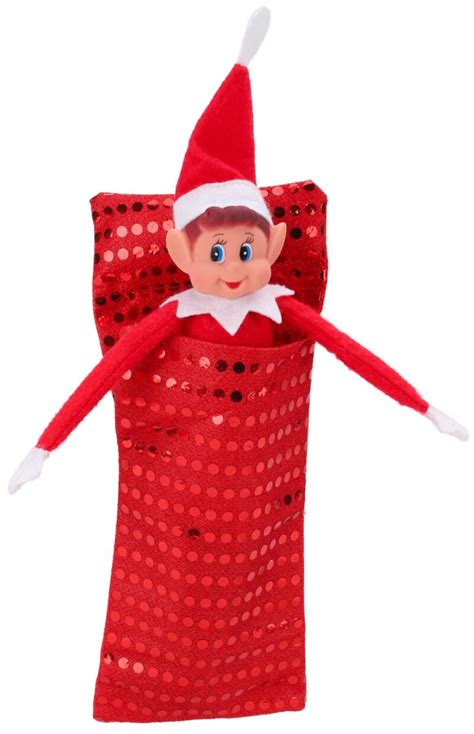 elves behavin badly elf plush and red sequin sleeping bag christmas pack elf included toyland