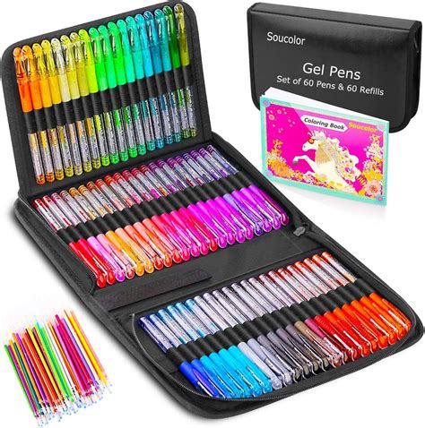 Glitter Gel Pens For Adult Coloring Books 122 Pack Artist Supplies
