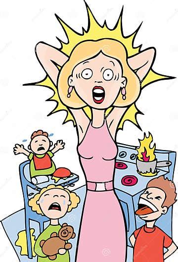 stressed mom at home stock vector illustration of lady 9362937