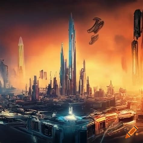 Futuristic Cityscape In A Sci Fi Setting