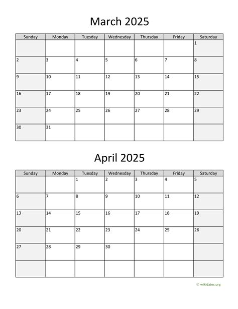 March And April 2025 Calendar