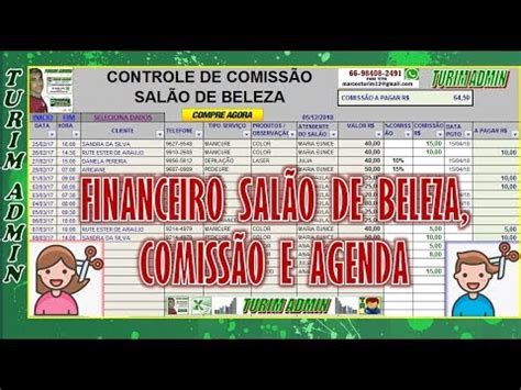 PLANILHA CONTROLE DE SALÃO DE BELEZA Serviços recebimento comissão e agenda R YouTube