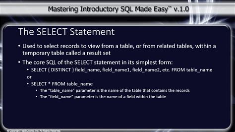 The Select Statement In Sql Tutorial Teachucomp Inc