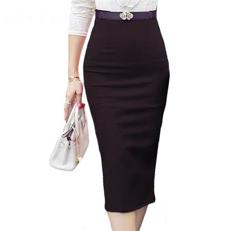 High Waist Pencil Skirts Plus Size Tight Bodycon Fashion Women Midi Skirt Red Black Slit Womens