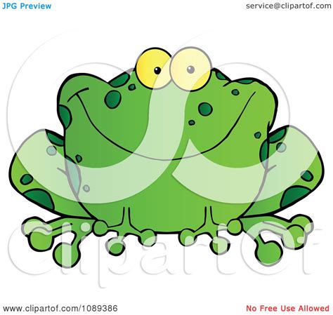 Clipart Speckled Green Frog Smiling Royalty Free Vector Illustration