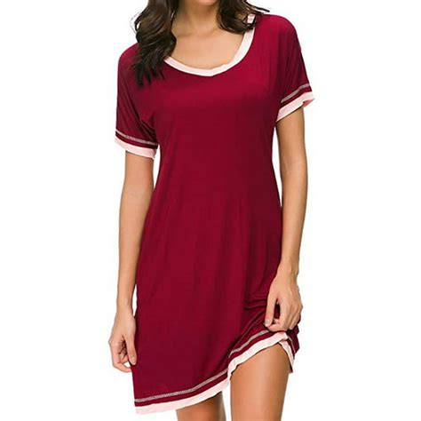Balai Sleepwear Womens Nightgown Cotton Sleep Shirt Dress Round Neck