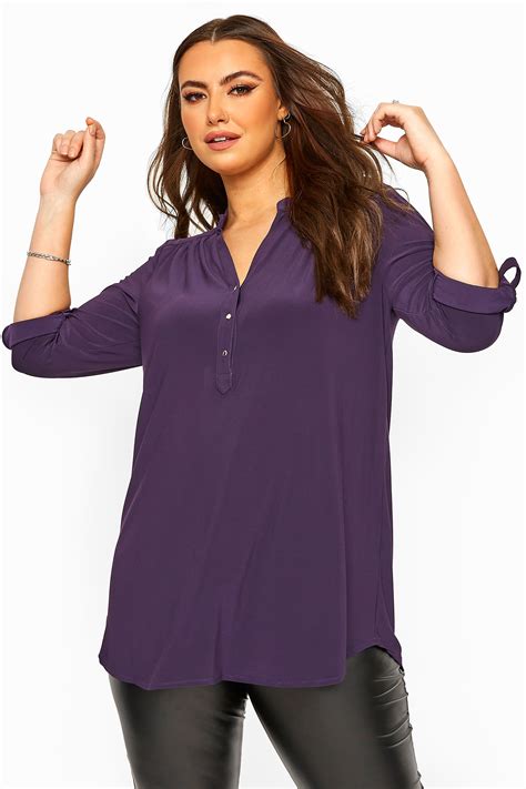 Purple Pleated Chiffon Blouse Yours Clothing