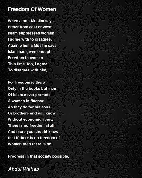 Freedom Of Women Freedom Of Women Poem By Abdul Wahab