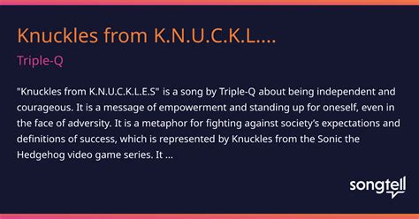 Meaning Of Knuckles From K N U C K L E S By Triple Q