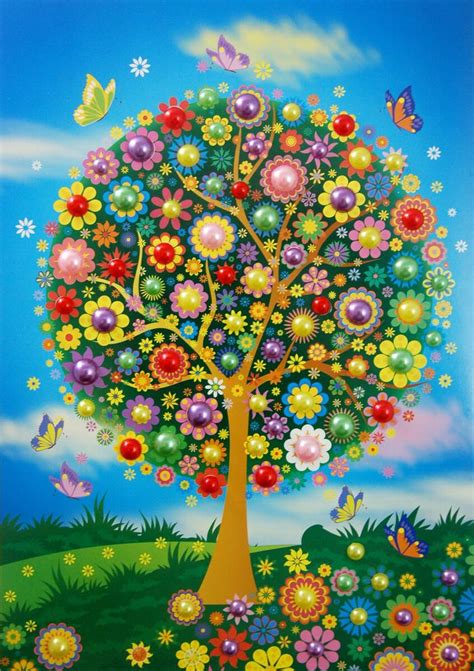 Волшебное дерево рисунок цветными карандашами и красками.