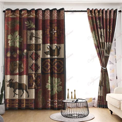 Rustic Bacova Lodge Art Blackout Thermal Grommet Window Curtains