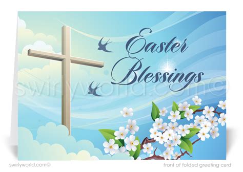 Christian Cross Religious Easter Greeting Cards Swirly World Design