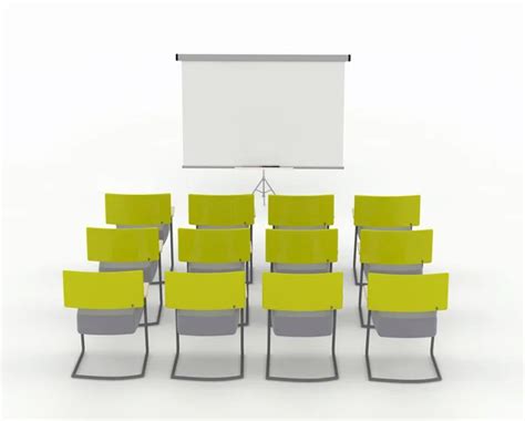 Training Room With Marker Board And Chairs Isolated On A White