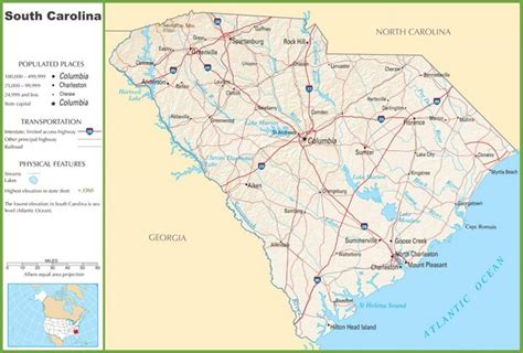 South Carolina Highway Map Карта