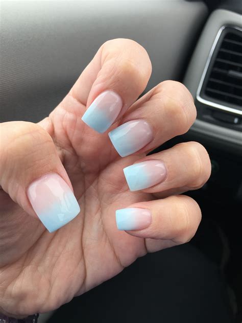 Light Blue French Fade Faded Nails Blue Acrylic Nails White Tip Nails