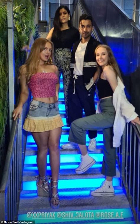 Maisie Smith Puts On A Leggy Display In A Denim Skirt For A Night Out