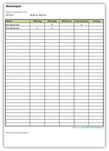 Bedeutung von vorlagen zur vereinheitlichung von tabellen. Wochenplan - Vorlage für Excel | Alle-meine-Vorlagen.de