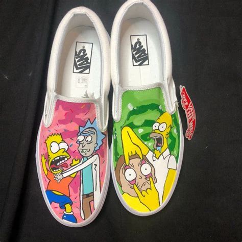 Custom Vans Rick And Morty X The Simpsons Slip On Etsy Custom Vans