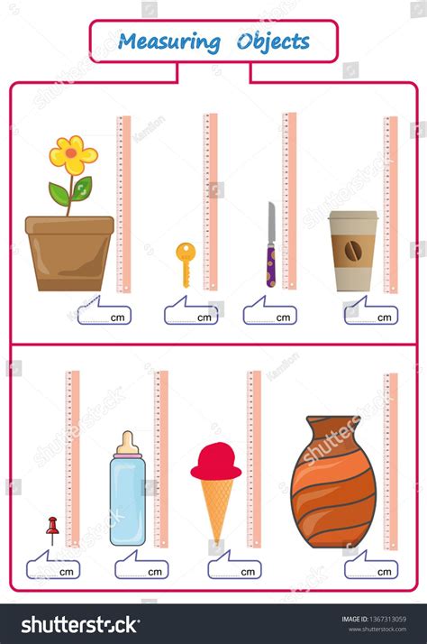 Measuring Length Of The Objects With Ruler Worksheet For Kids