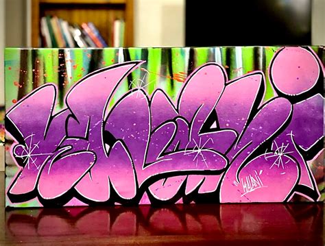 Graffiti Art Custom Name Canvas Custom Handmade Multi Colored Art For