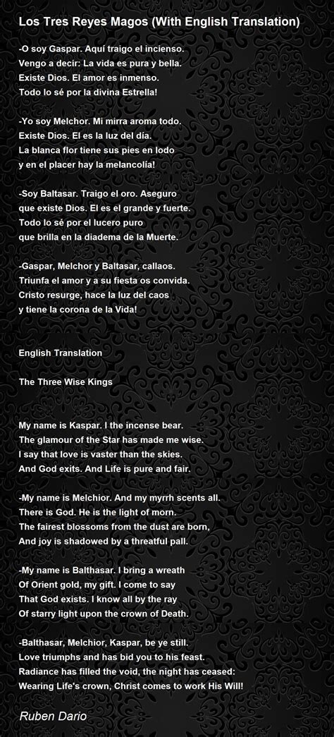 Los Tres Reyes Magos With English Translation Poem By Ruben Dario