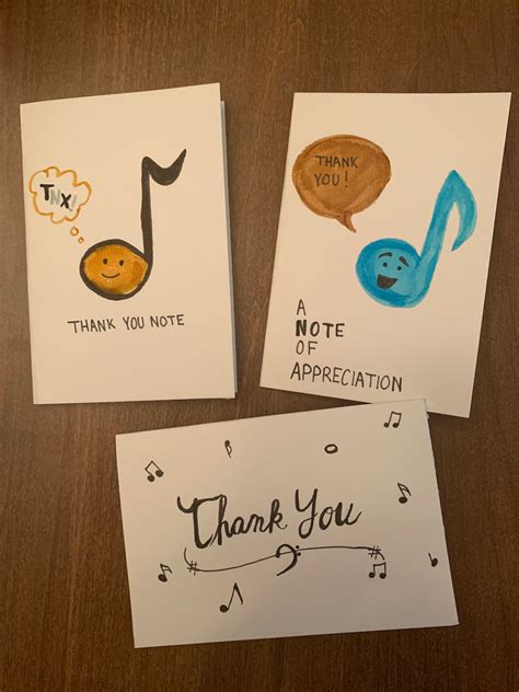 Music Note Thank You Cards 3 Pack Etsy