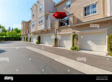 Townhouses complex building with balconies at San Marcos, California