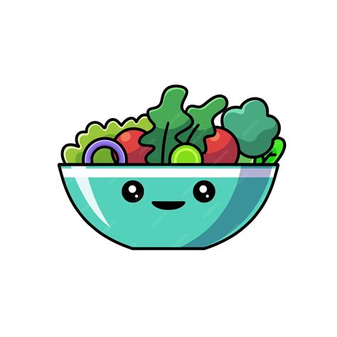 Premium Vector Cute Salad Cartoon Character Vector Illustration