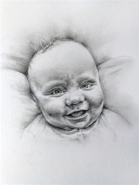 Hand Drawn Baby Portrait Custom Baby Pencil Drawing Drawing Etsy