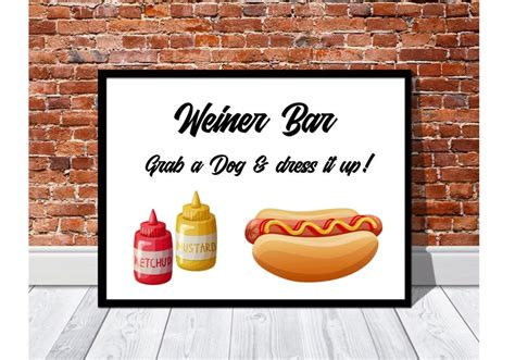 Printable Hot Dog Bar Sign Printable Table Sign Hot Dog Sign Etsy