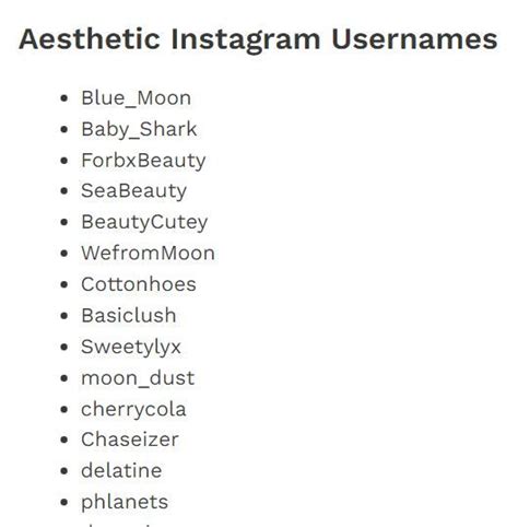 Aesthetic Instagram Usernames In Instagram Aesthetic Aesthetic