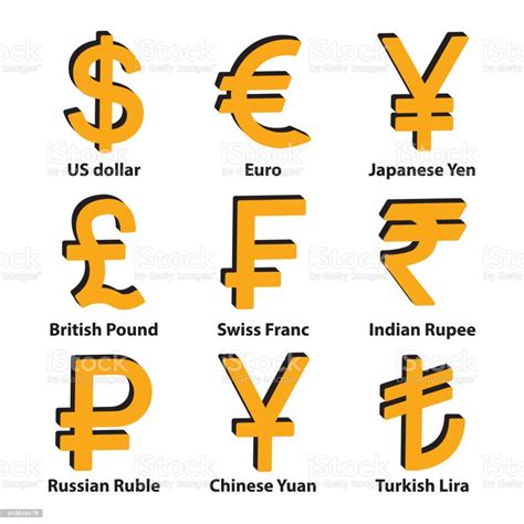 Currencies Symbol Icons Set Vector Stock Illustration Download Image