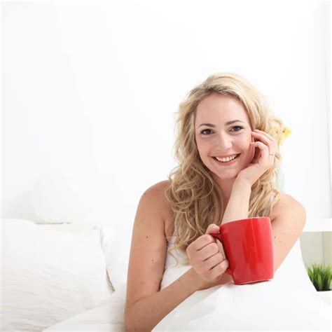 Radiant Smiling Woman In Bed Stock Image Everypixel