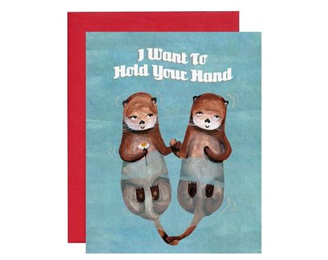 Otters Card I Want To Hold Your Hand Otters By Papersparrow Cards