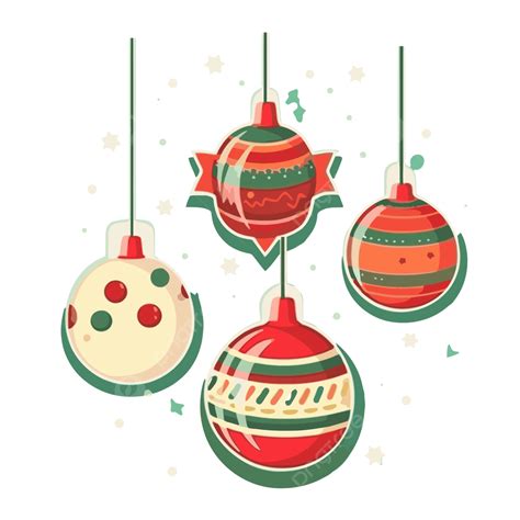 Four Christmas Ball Ornaments Hanging From Strings On Green Background