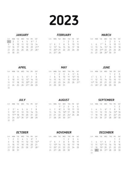 Premium Vector Pocket Calendar 2023 En