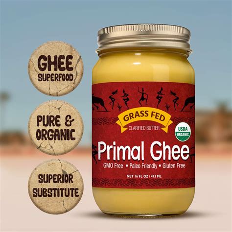 Primal Ghee Grass Fed Organic Unsalted Clarified Butter Pure GMO