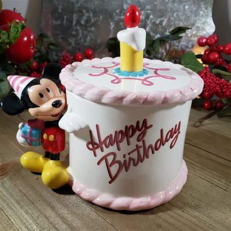 Disney Mickey Mouse Teleflora Birthday Cake Ceramic Planter Flower Vase