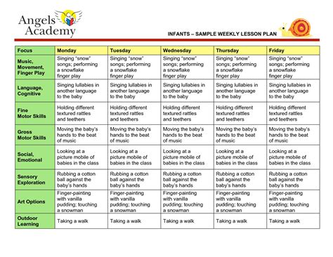 Template Printable For Monthly Calendar Lesson Plans For Childrens