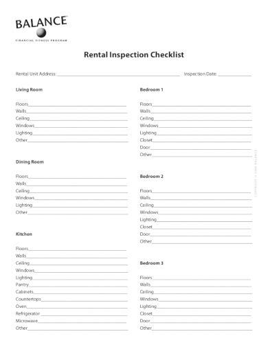 Rental Inspection Checklist 8 Examples Format Pdf