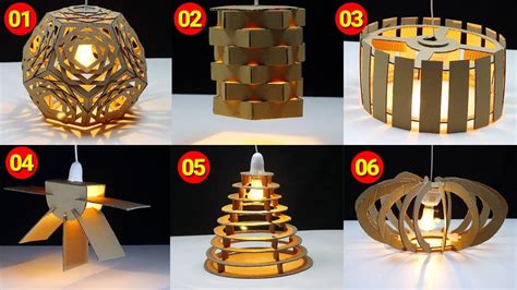 How To Make 06 Lampshade From Cardboard Diy Hanging Lamp Youtube